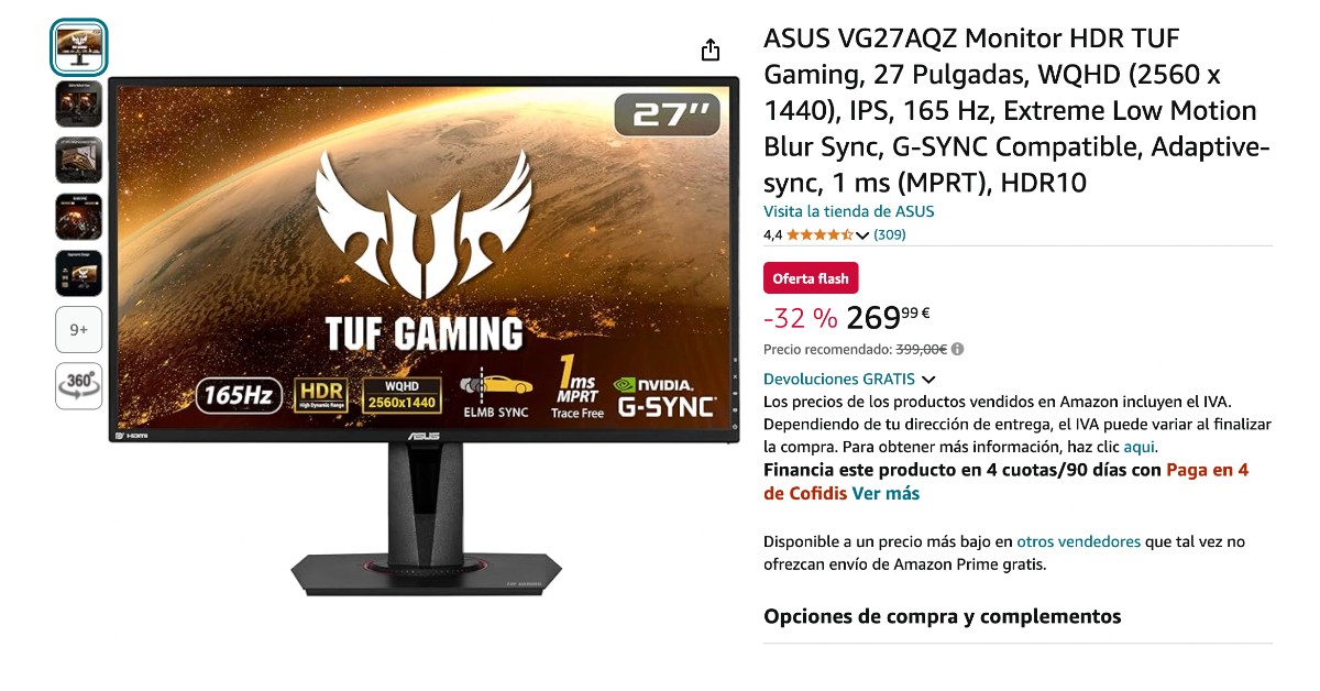 ¡ASUS VG27AQZ HDR TUF monitor de juegos con un descuento de 130€ Oferta por tiempo limitado! ¡ASUS VG27AQZ HDR TUF monitor de juegos con un descuento de 130€ Oferta por tiempo limitado!