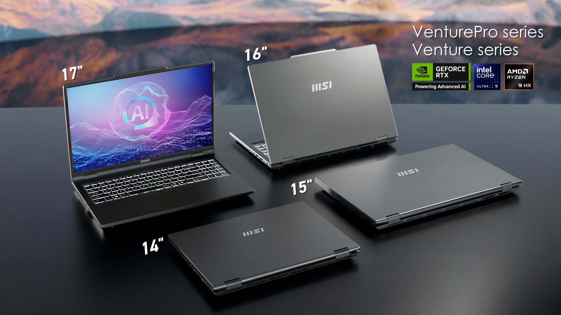 Portátiles de las series Venture y Venture Pro. Ilustración: MSI