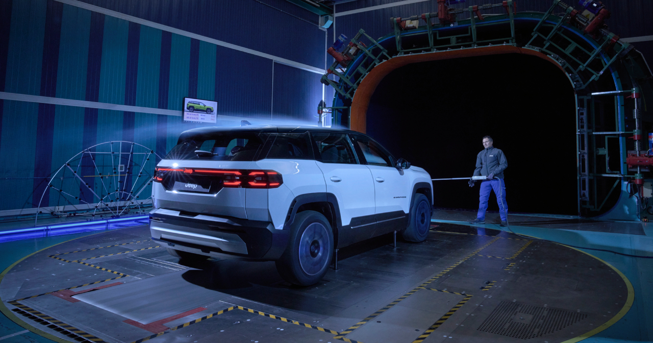 El nuevo Jeep Compass en un túnel de viento.