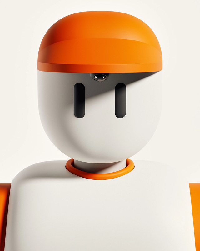 Robot Memo en una plataforma con ruedas