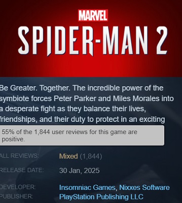 Reseñas de Marvelʼs Spider-Man 2 en Steam