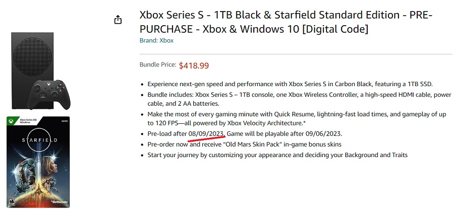 La precarga de Starfield podría empezar el 9 de agosto: Amazon revela los planes de Bethesda-2 La precarga de Starfield podría empezar el 9 de agosto: Amazon revela los planes de Bethesda-2