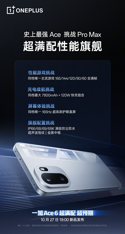 Características clave del OnePlus Ace 6
