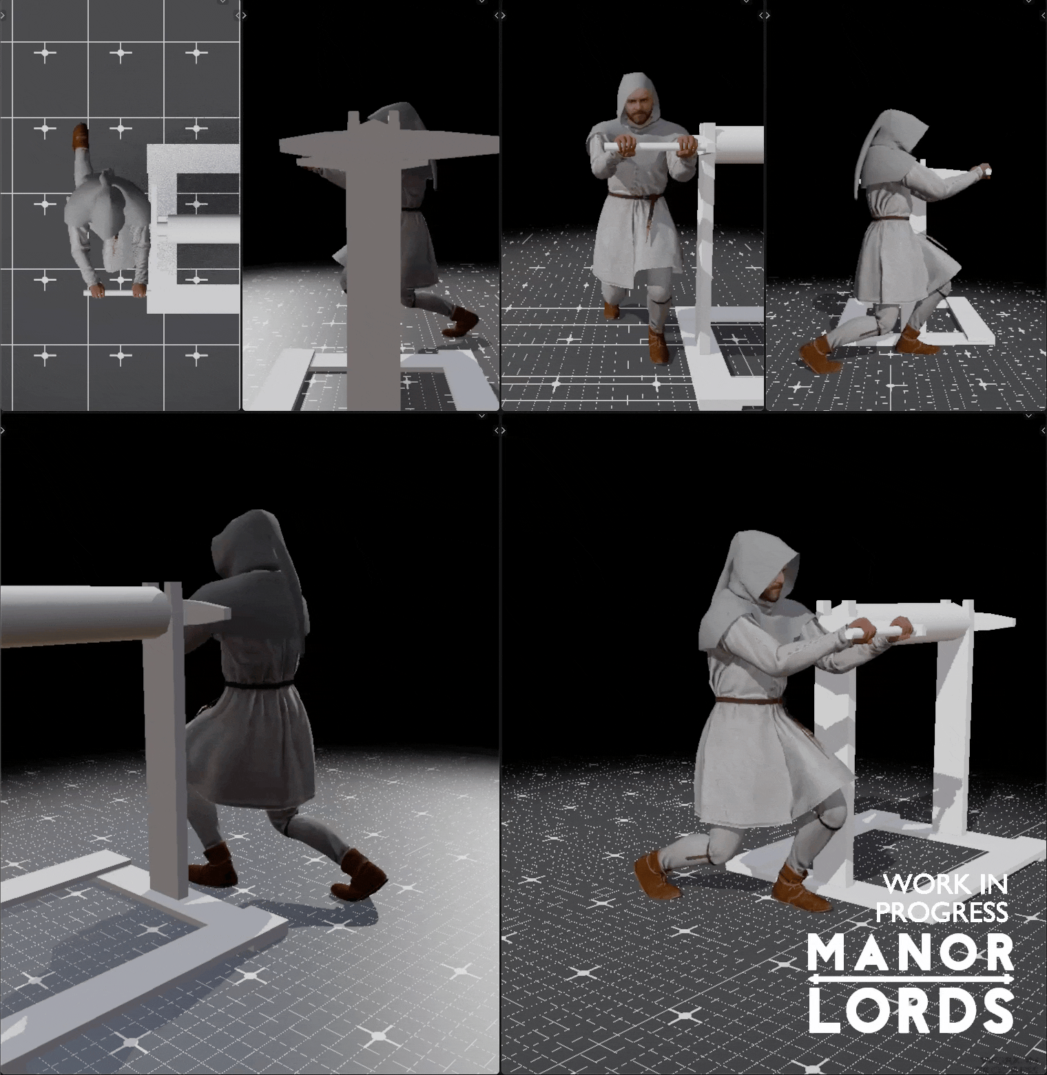 Animación del trabajo de los mineros en Manor Lords