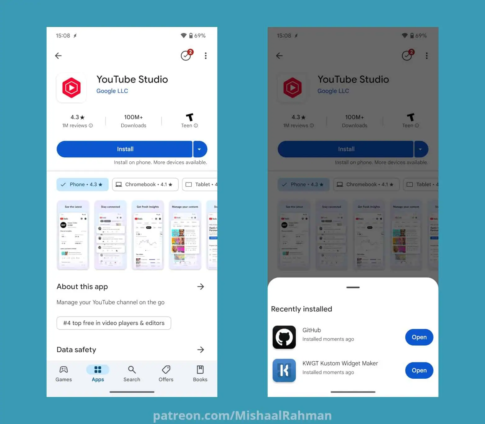 Gestor de descargas en Google Play Market