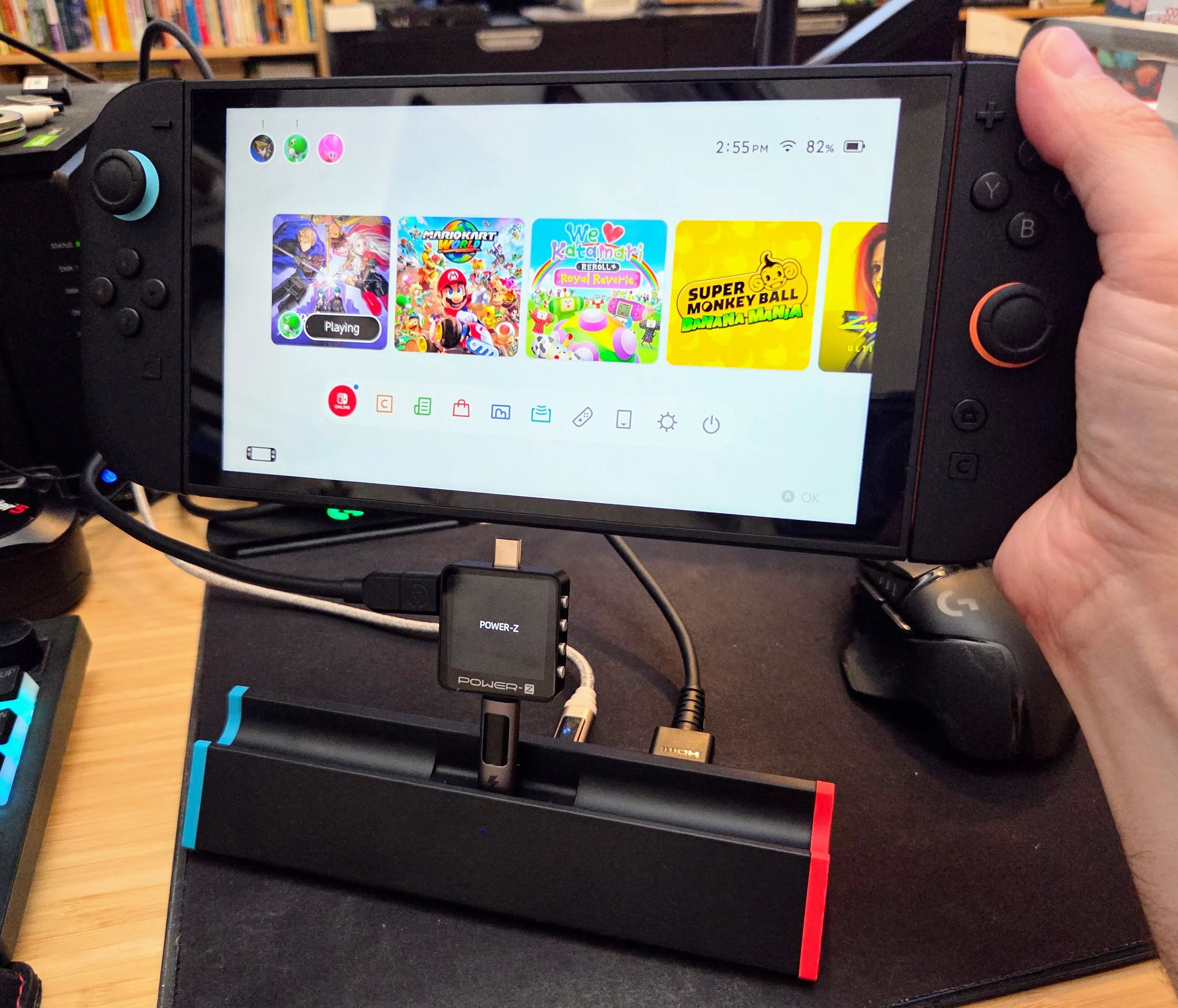 Conectando el analizador a Switch 2 y la estación de acoplamiento