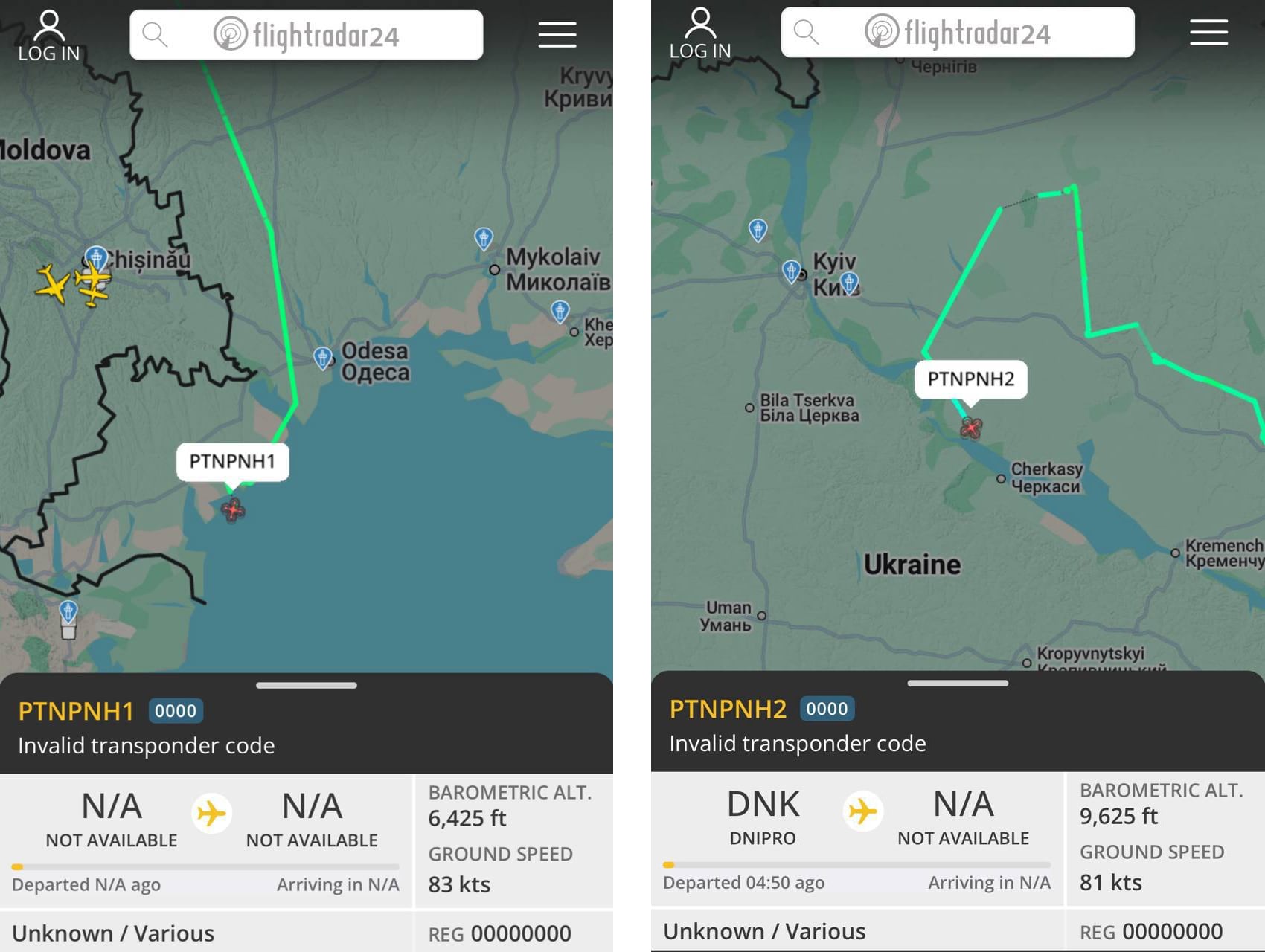 Capturas de pantalla del servicio Flightradar24