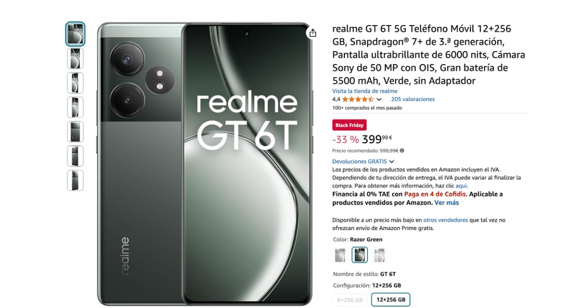 Móvil Realme GT 6T 5G ¡con 200€ de descuento! ¡No te lo pierdas! Móvil Realme GT 6T 5G ¡con 200€ de descuento! ¡No te lo pierdas!