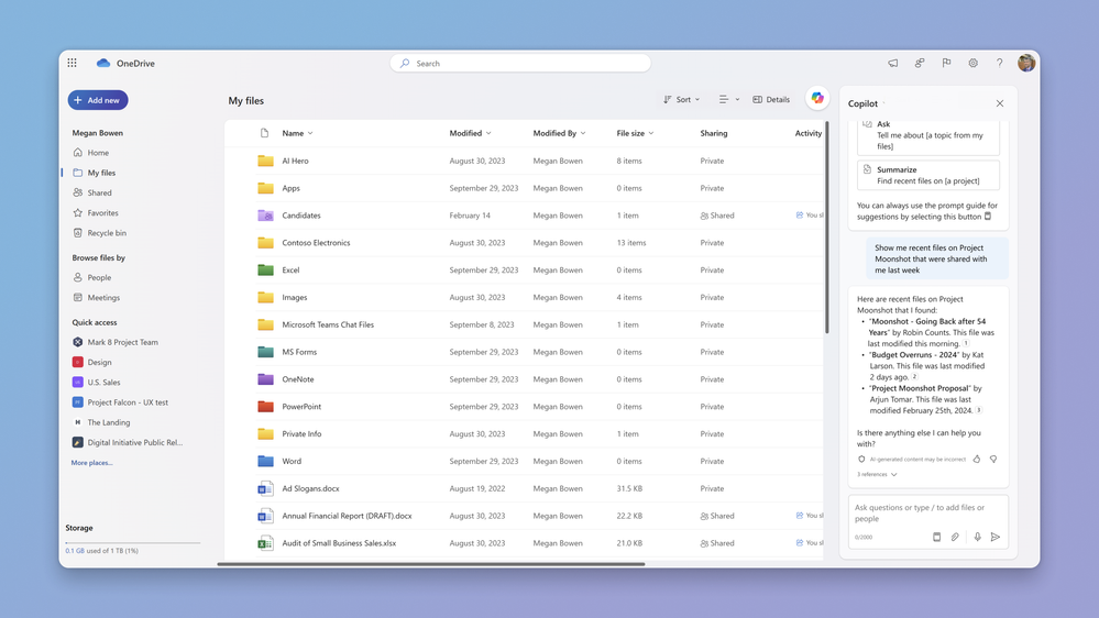 Microsoft ha anunciado la introducción de Copilot en el almacenamiento en la nube OneDrive