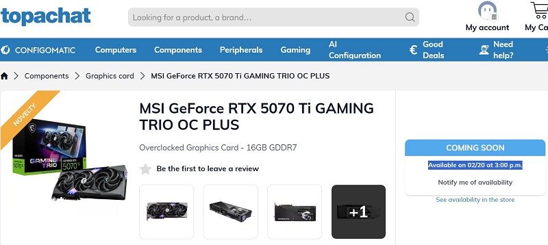 Captura de pantalla del sitio web de Top Achat