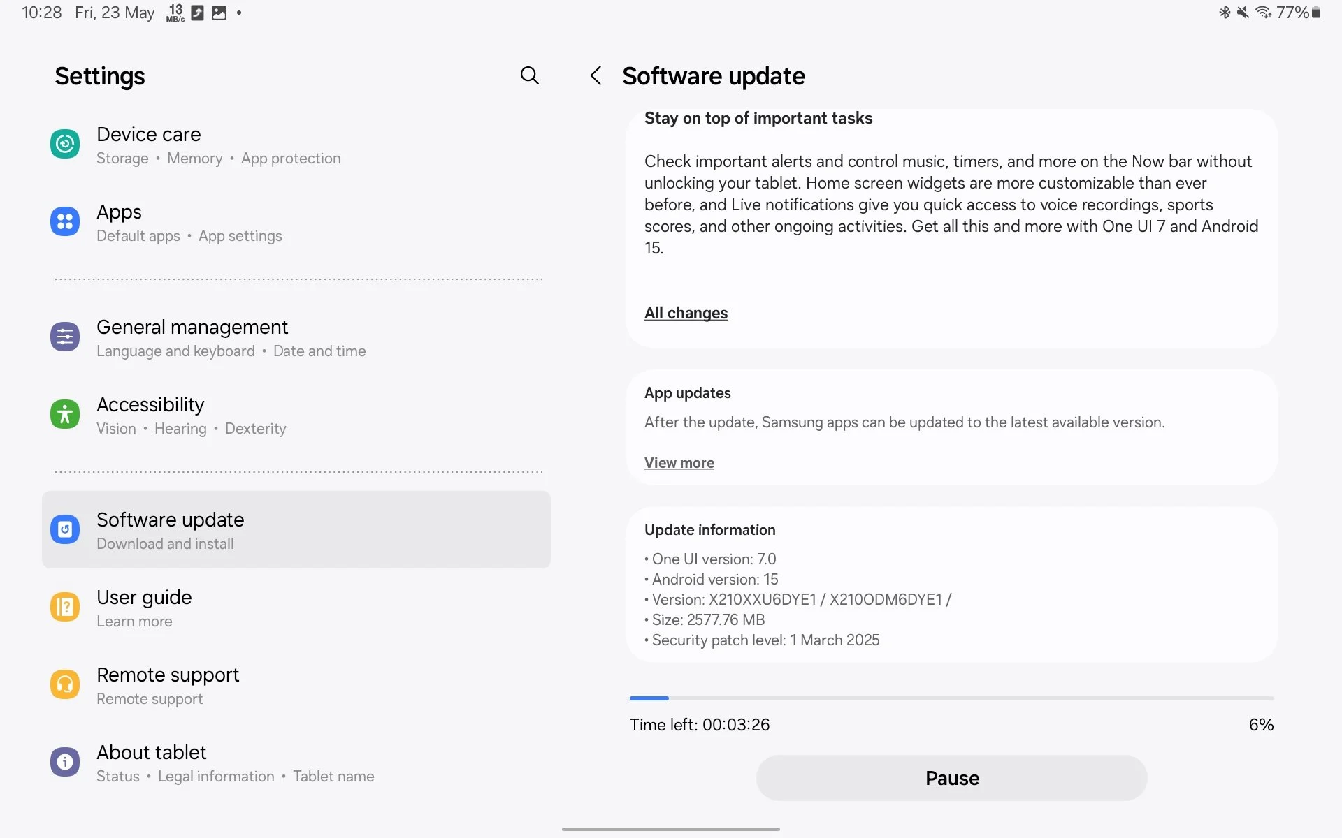 One UI 7 update for Galaxy Tab A9+ One UI 7 update for Galaxy Tab A9+