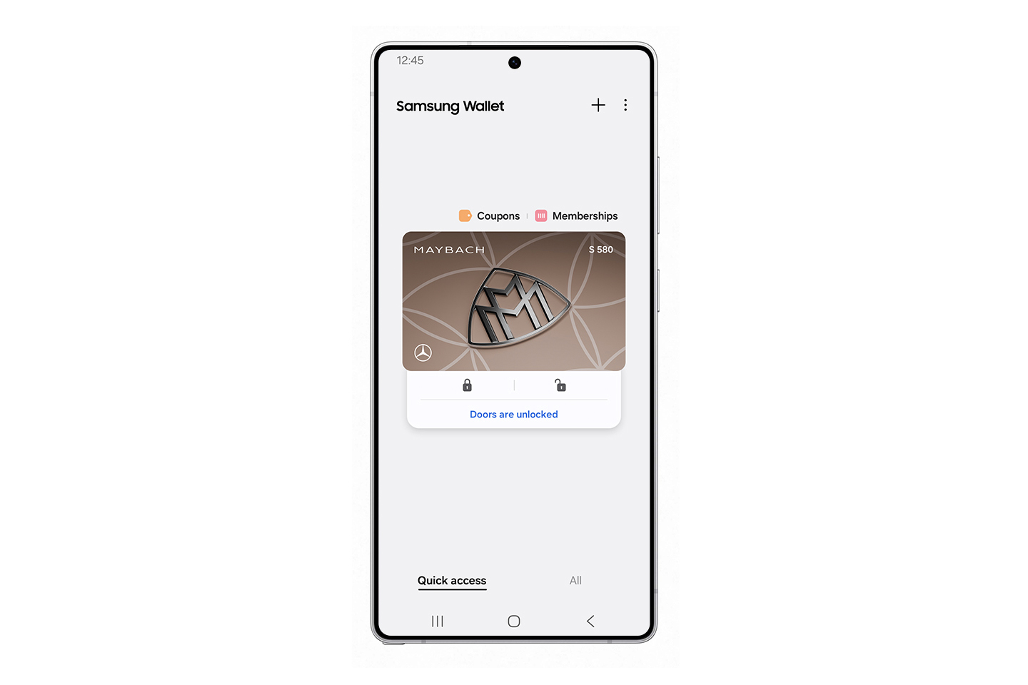 Captura de pantalla de Samsung Wallet con una llave digital para Mercedes-Benz Captura de pantalla de Samsung Wallet con una llave digital para Mercedes-Benz