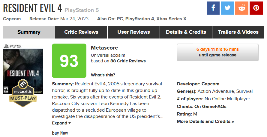 La reimaginación perfecta del terror de culto: la crítica ha publicado las primeras críticas del remake de Resident Evil 4. El juego tiene 93 puntos sobre 100 en Metacritic.-2 La reimaginación perfecta del terror de culto: la crítica ha publicado las primeras críticas del remake de Resident Evil 4. El juego tiene 93 puntos sobre 100 en Metacritic.-2