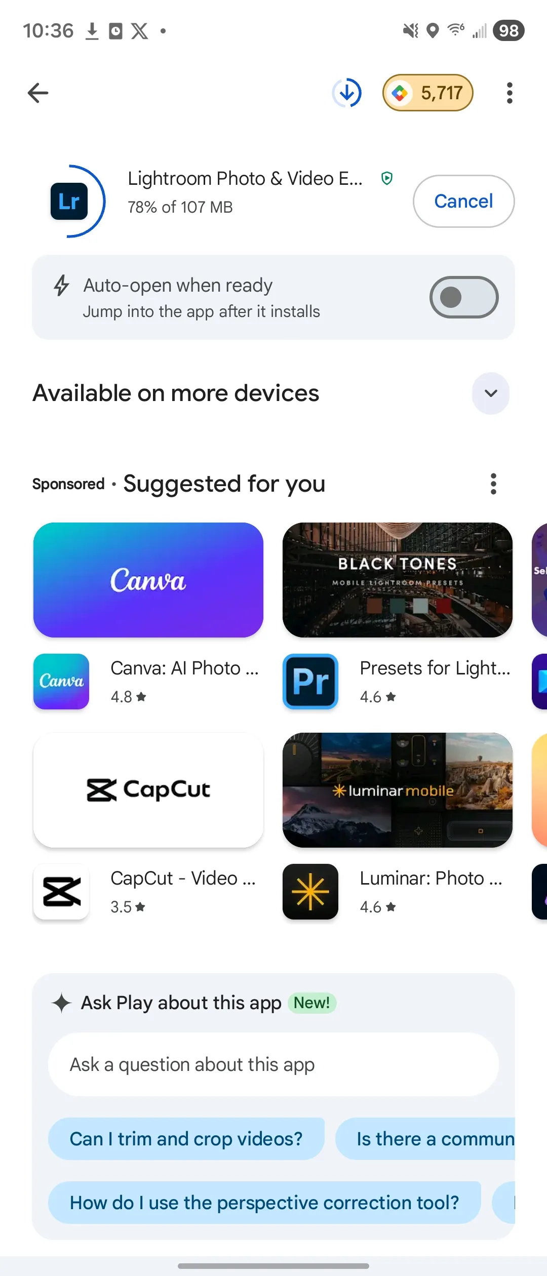 Captura de pantalla de Google Play Store Captura de pantalla de Google Play Store