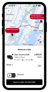 Interfaz de la aplicación Uber