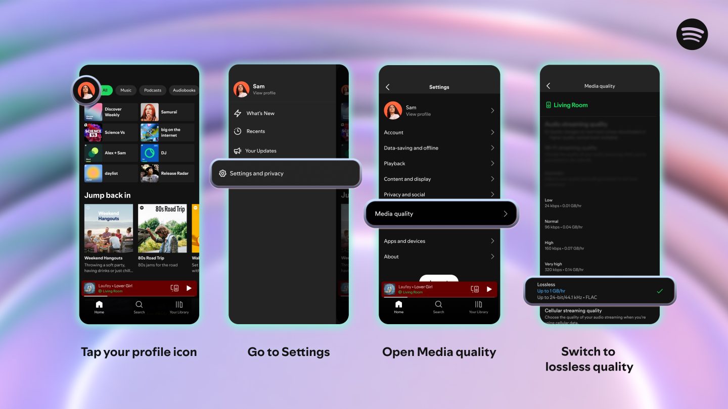 Configuración de la función Lossless en Spotify