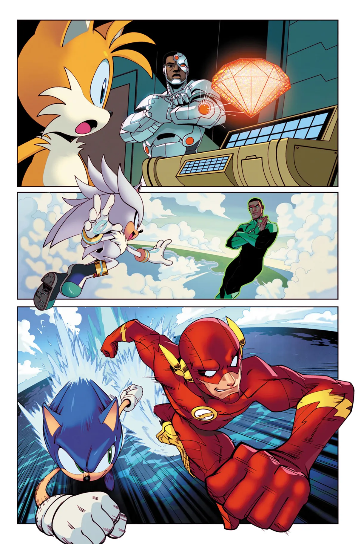 Escena del cómic DC X Sonic the Hedgehog 1 Escena del cómic DC X Sonic the Hedgehog 1