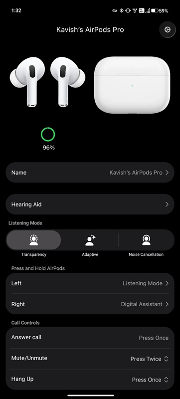 Modo de transparencia en LibrePods