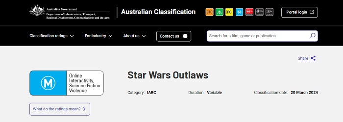 Star Wars Outlaws no es para niños: el juego de Ubisoft ha recibido una clasificación por edades en Australia-2 Star Wars Outlaws no es para niños: el juego de Ubisoft ha recibido una clasificación por edades en Australia-2