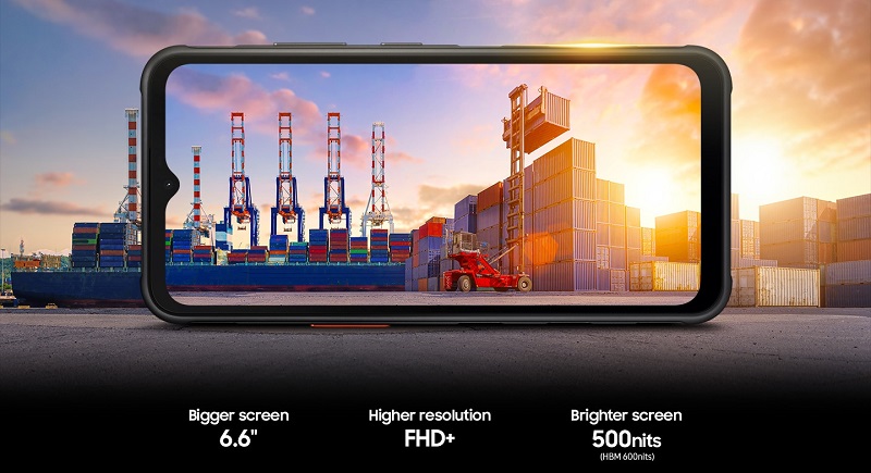 Samsung Galaxy XCover 7 Pro with the screen on Samsung Galaxy XCover 7 Pro with the screen on