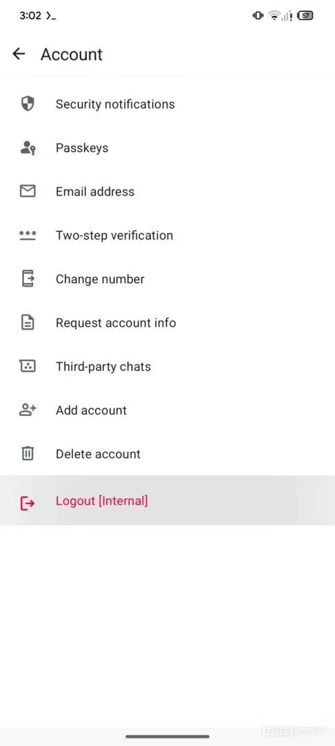 Opción para salir de WhatsApp con todos los datos eliminados Opción para salir de WhatsApp con todos los datos eliminados