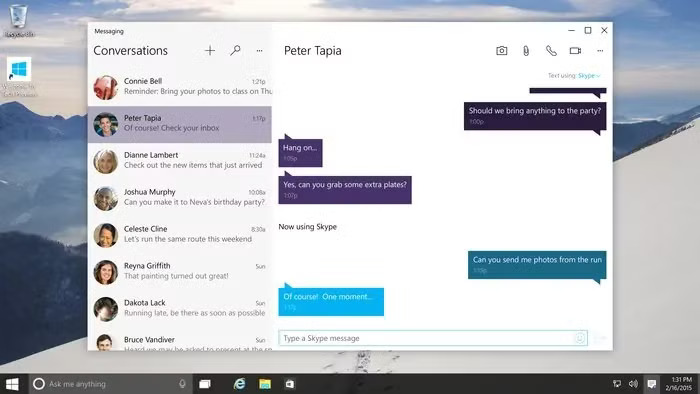 Mensajería de Windows 10 con Skype Mensajería de Windows 10 con Skype
