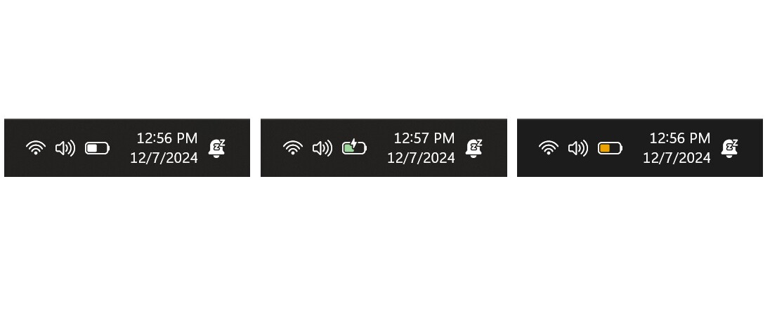 Imagen del nuevo icono de la batería en la barra de tareas Nuevo icono de batería en Windows 11