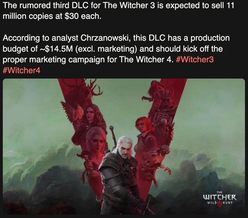 Conciencia sobre el tercer DLC para The Witcher 3 por CD Projekt Red
