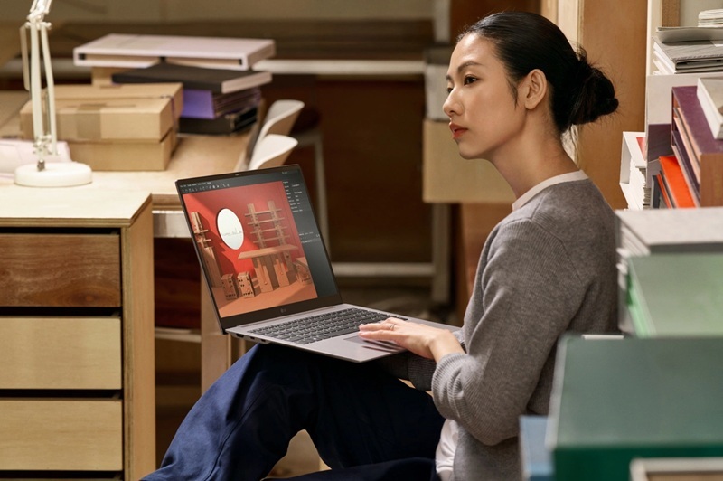 Maqueta del portátil LG gram 2026 en CES 2026