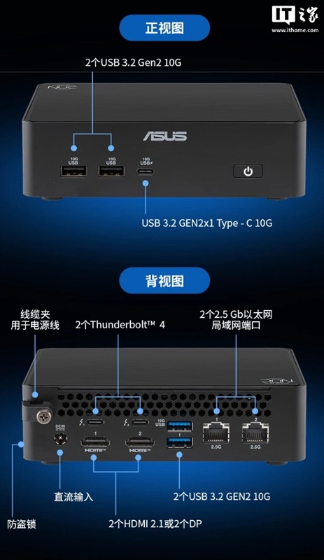 Interfaces y puertos del Asus NUC 16 Pro