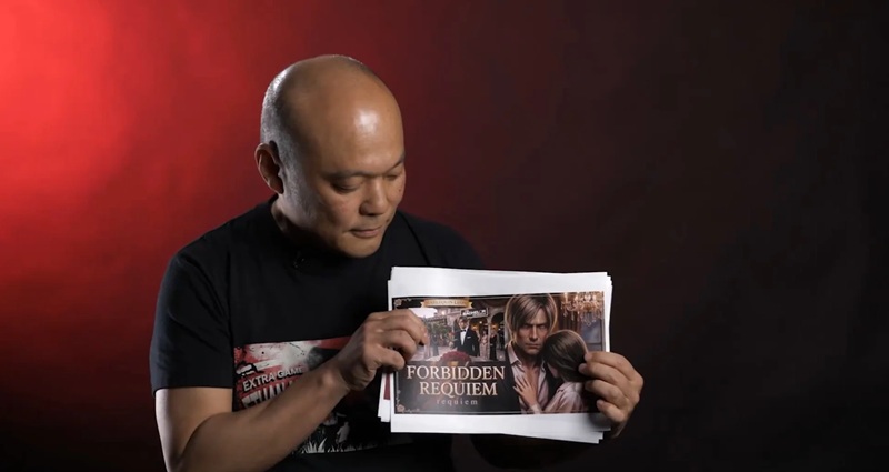 Imagen de Leon Kennedy con la inscripción ‘Requiem Prohibido’