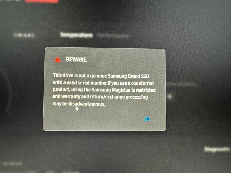 Samsung Magician detecta el SSD falso