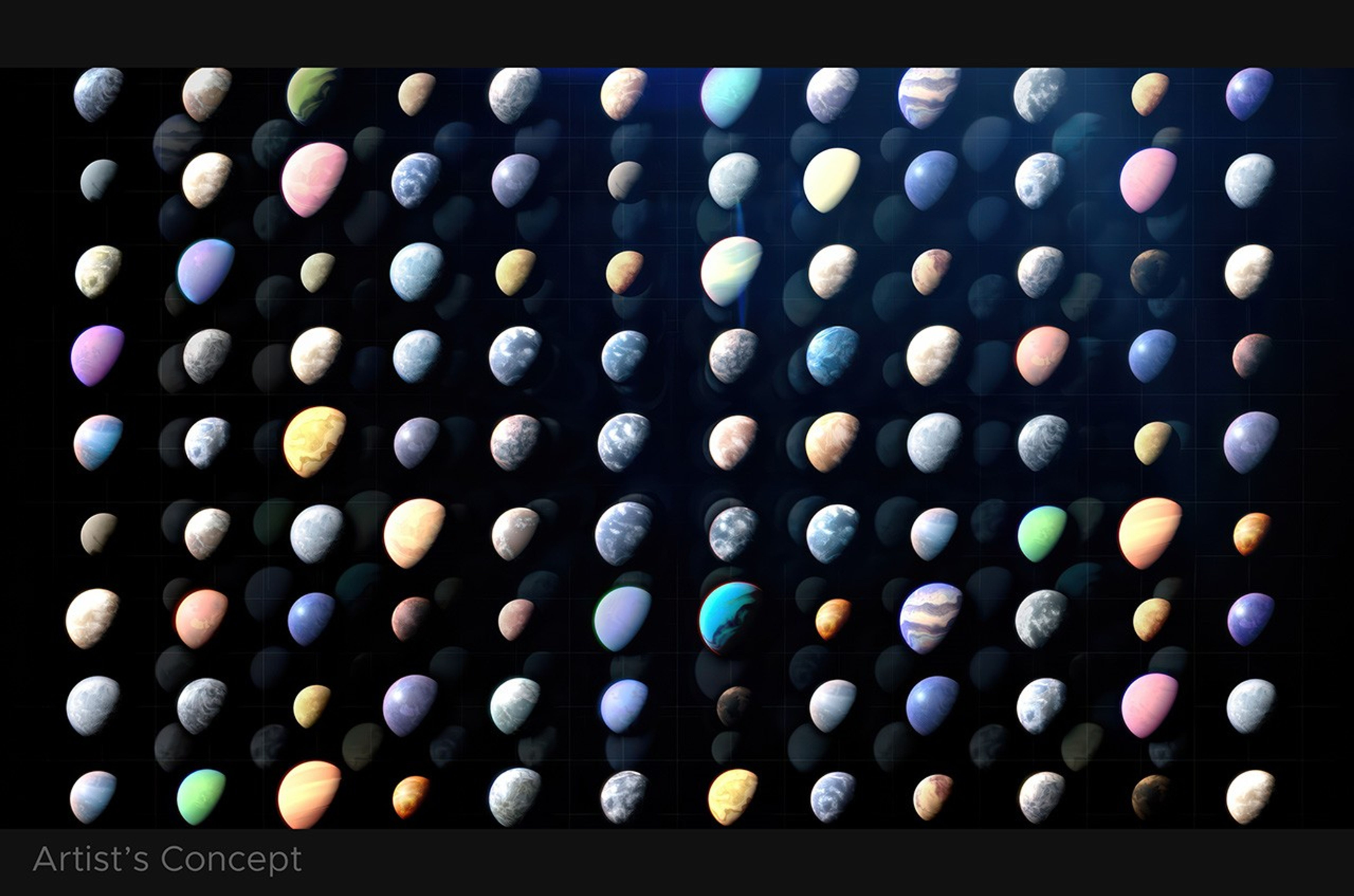 Visualización artística de exoplanetas con atmósferas diversas por NASA