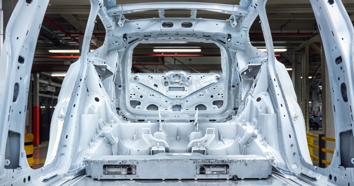 Estructura de carrocería del Volvo EX60 con tecnología de megacasting