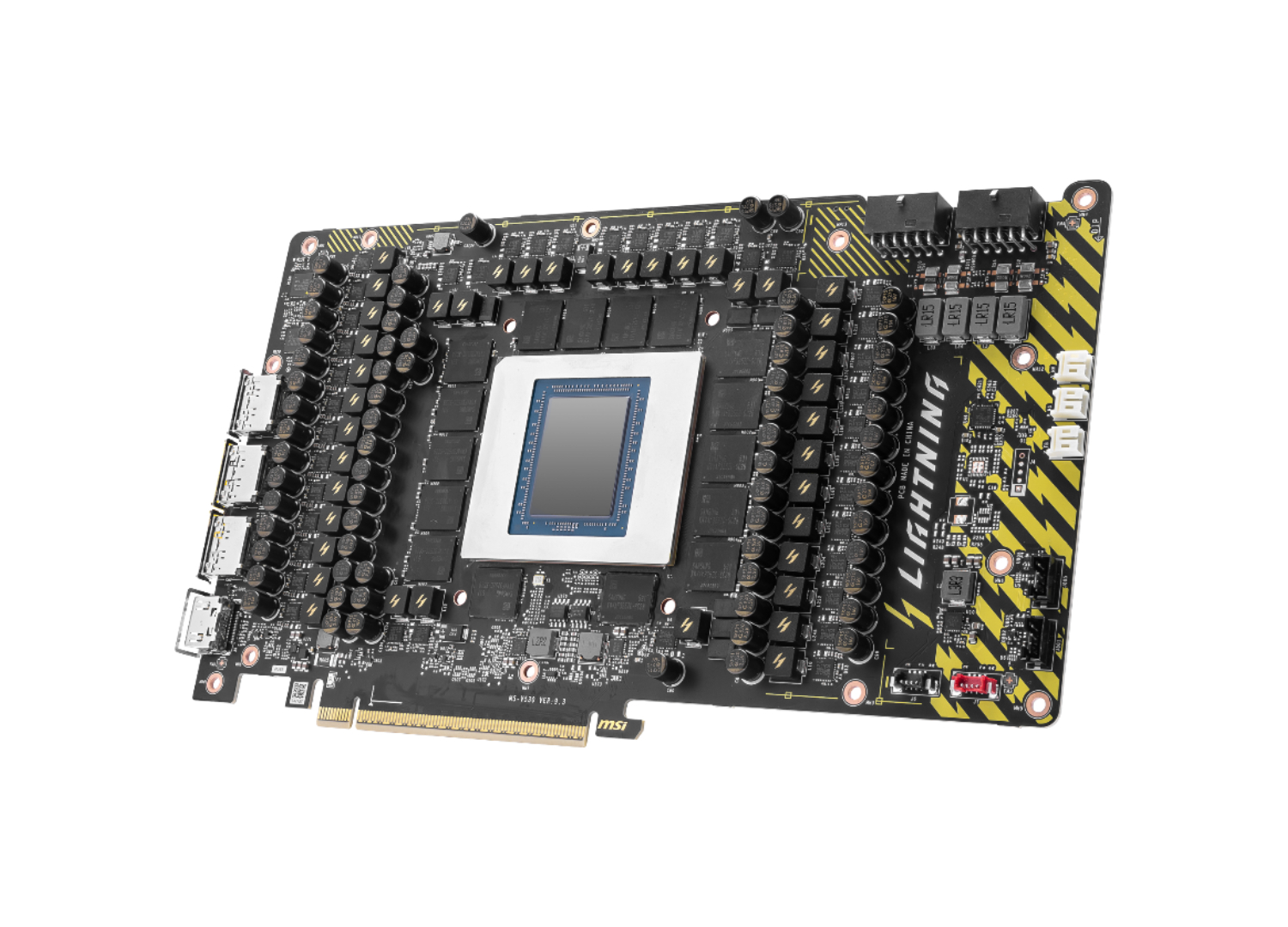 MSI GeForce RTX 5090 32G Lightning Z con una pantalla de 8 pulgadas