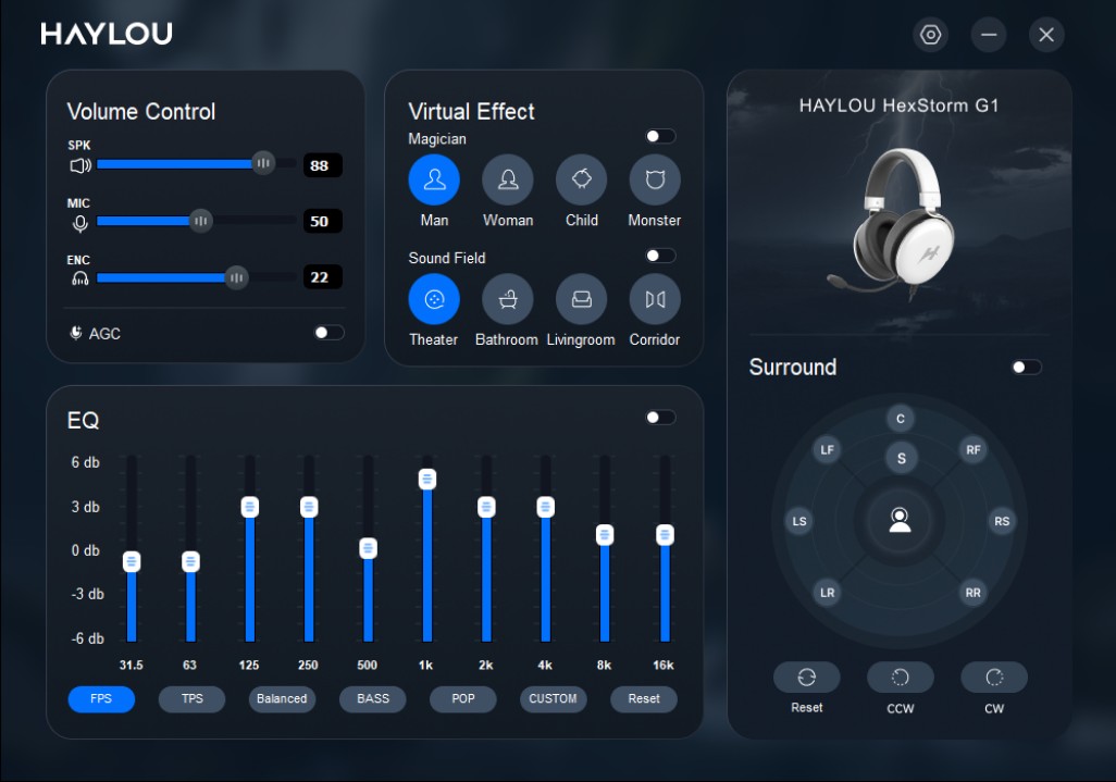 Interfaz de la aplicación Haylou