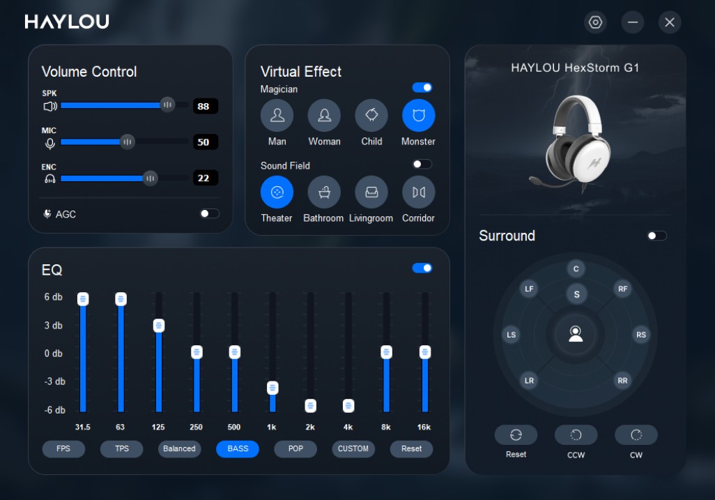 Panel de configuración de Haylou