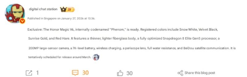 Fecha de lanzamiento del Honor Magic V6