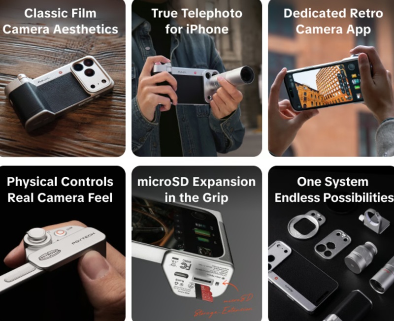 Accesorios PGYTECH RetroVa en iPhone