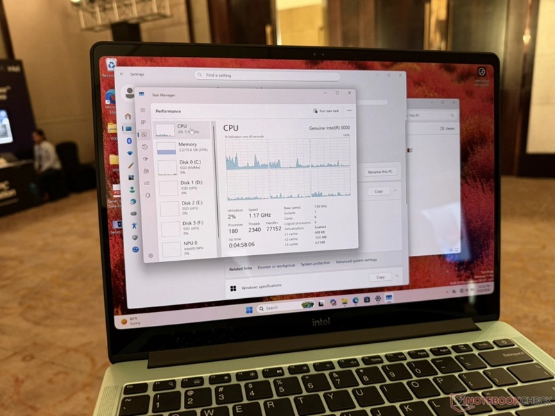 Prototipo de portátil Intel con chips Wildcat Lake