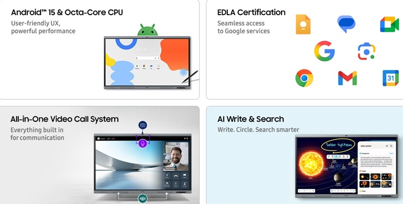 Nuevo dispositivo Samsung WAFX-P con pantalla táctil para negocios