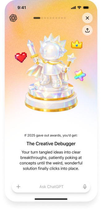 Captura de pantalla de la función 'Tu Año en poesía' en ChatGPT